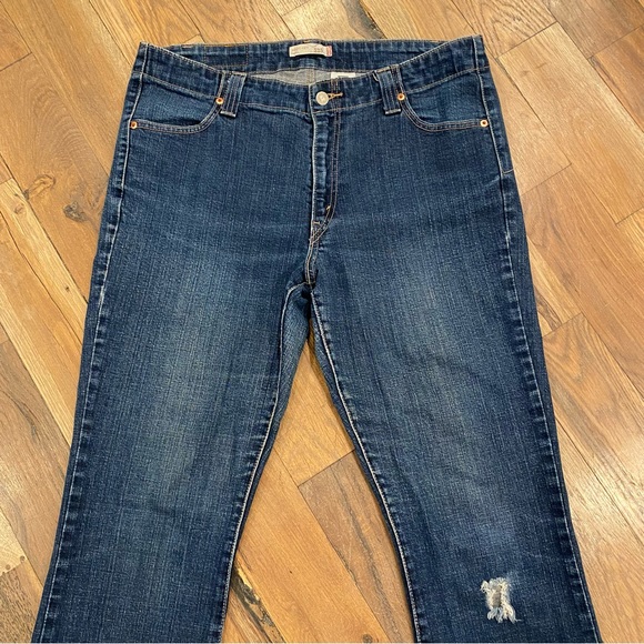 Levi’s 525 Bootcut Blue Distressed Denim Jeans Size 16 - Picture 8 of 10
